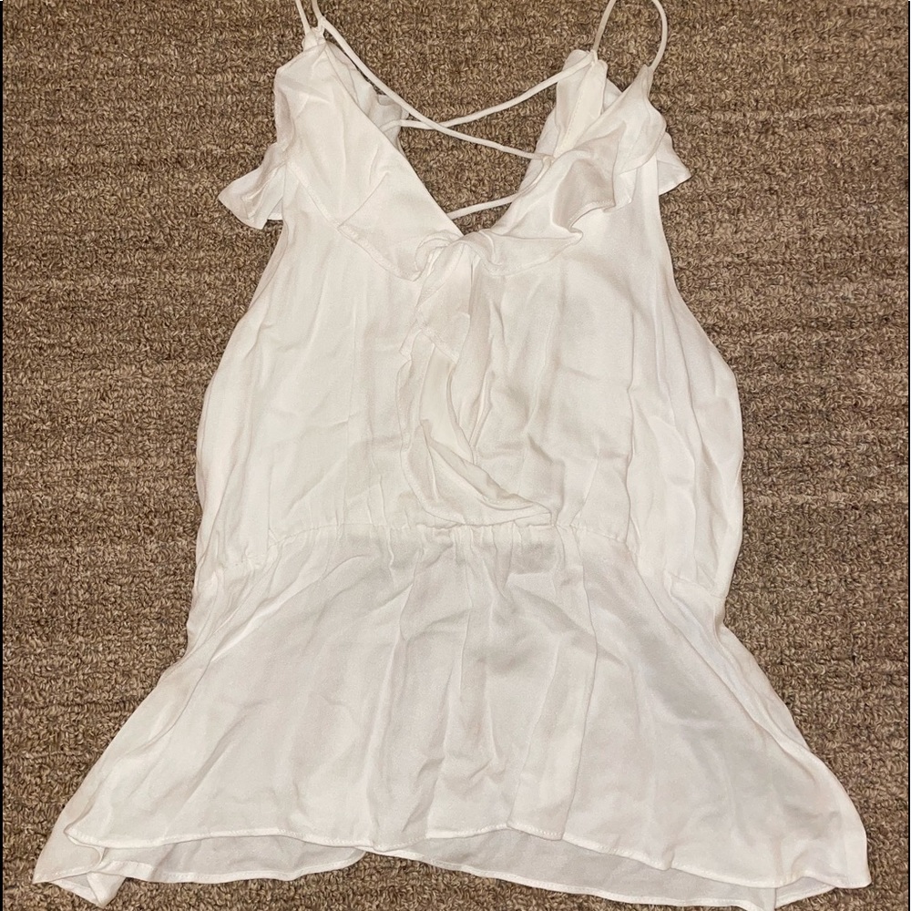 DO + BE White Ruffle Tank Top